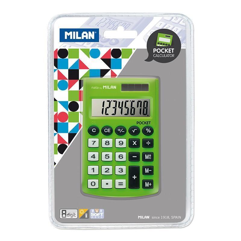 Milan Calculadora Verde Pocket 8 Digitos Dual Blister