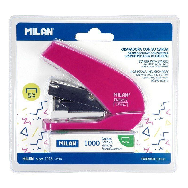 Milan Grapadora Compacta Energy Saving Blister Rosa
