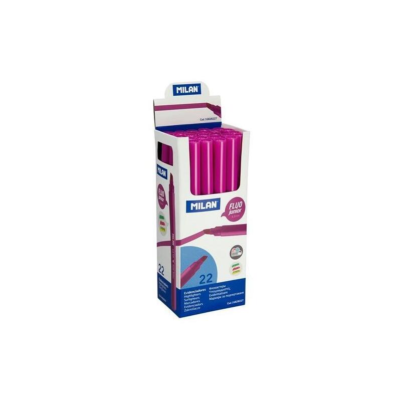 Milan Marcador Fluorescente Junior Rosa Punta Biselada Caja -22u-