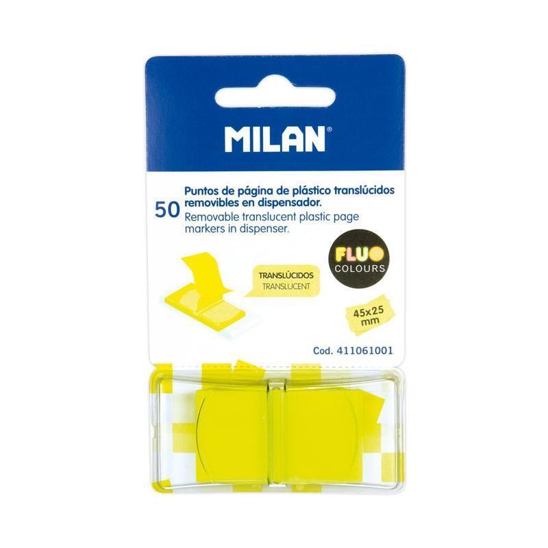 Milan Marcadores De Página Removibles 50 Puntos 45x25mm Amarillo Traslúcido