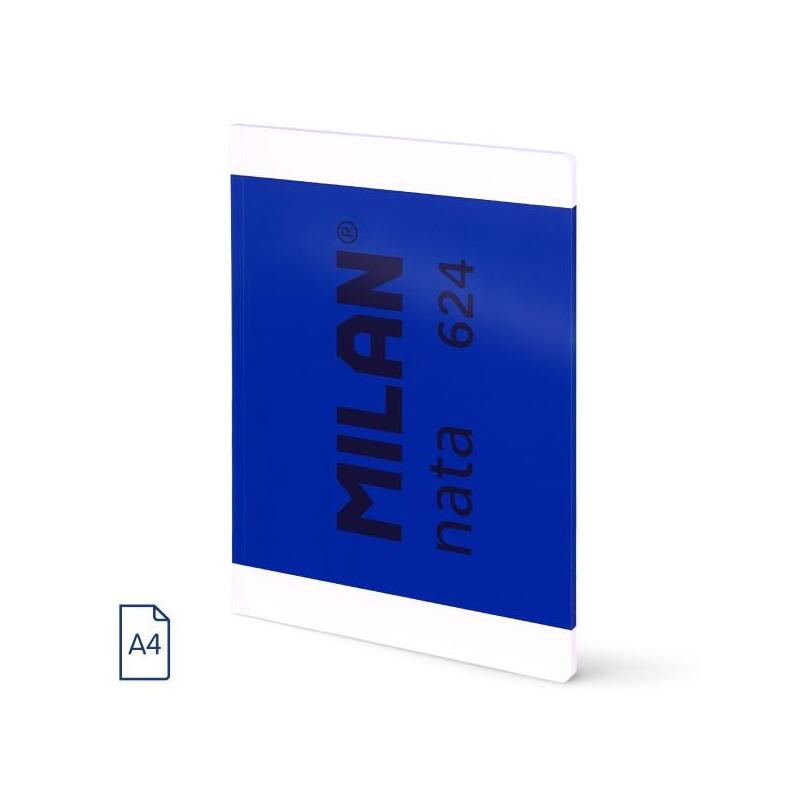 Milan Nata 624 Libreta Encolada Formato A4 Cuadricula 5x5mm - 48 Hojas De 95 Gr/M2 - Microperforado - Azul