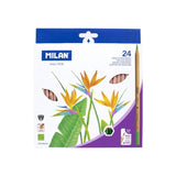 Milan Pack De 24 Lapices Hexagonales De Colores - Mina Gruesa 3.5mm - Resistente A La Rotura - Madera Certificada Fsc -