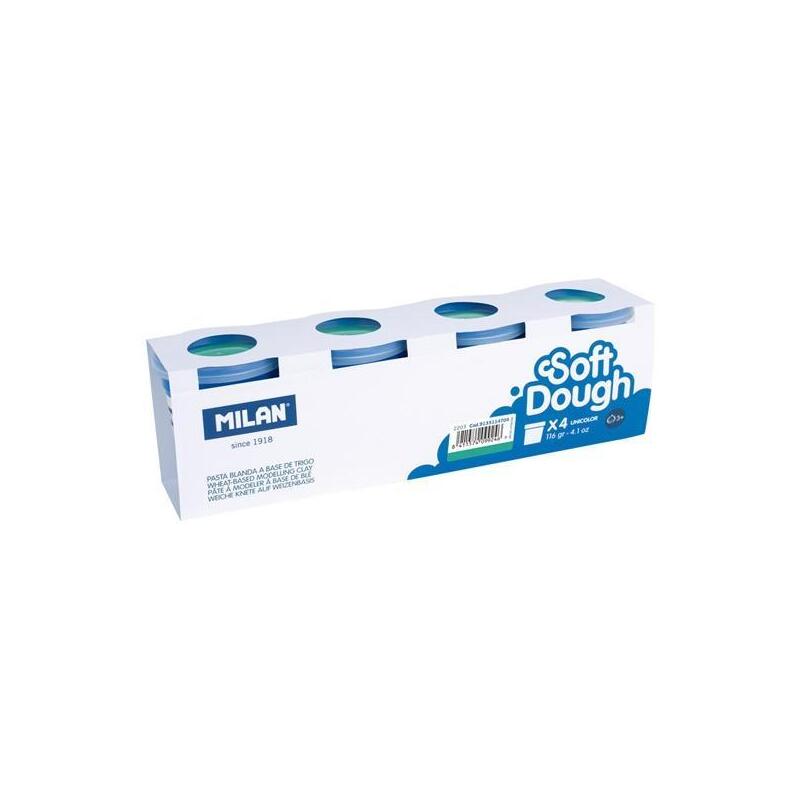 Milan Pasta Blanda Soft Dough Caja 4 Botes 116gr Turquesa