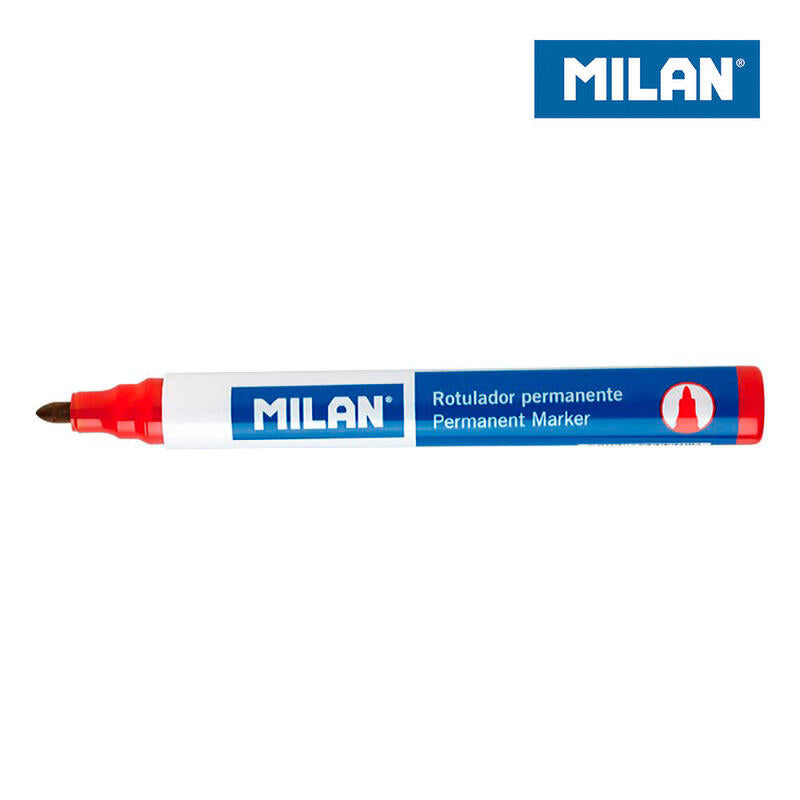 Milan Rotulador Permanente Punta Redonda Rojo -12u-