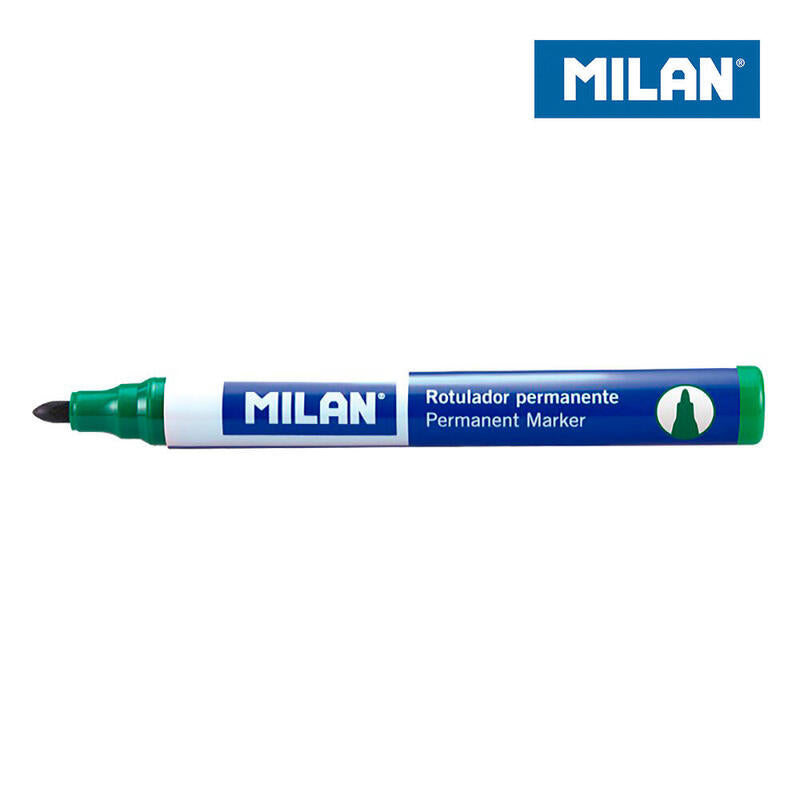 Milan Rotulador Permanente Punta Redonda Verde -12u-