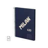 Milan Serie 1918 Cuaderno Espiral Formato A5 Cuadricula 5x5mm - 80 Hojas De 95 Gr/M2 - Microperforado, 2 Taladros -
