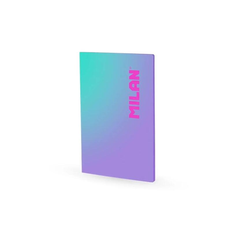 Milan Sunset Libreta Encolada Formato A4 Pautado 7mm - 48 Hojas De 95 Gr/M2 Microperforadas - Violeta/Turquesa