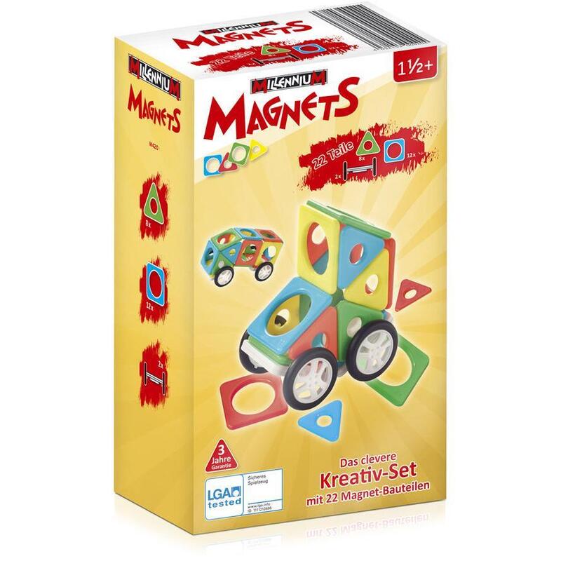 Millennium Magnets Cars, 8 Triángulos, 12 Cuadrados, 2 Ruedas.