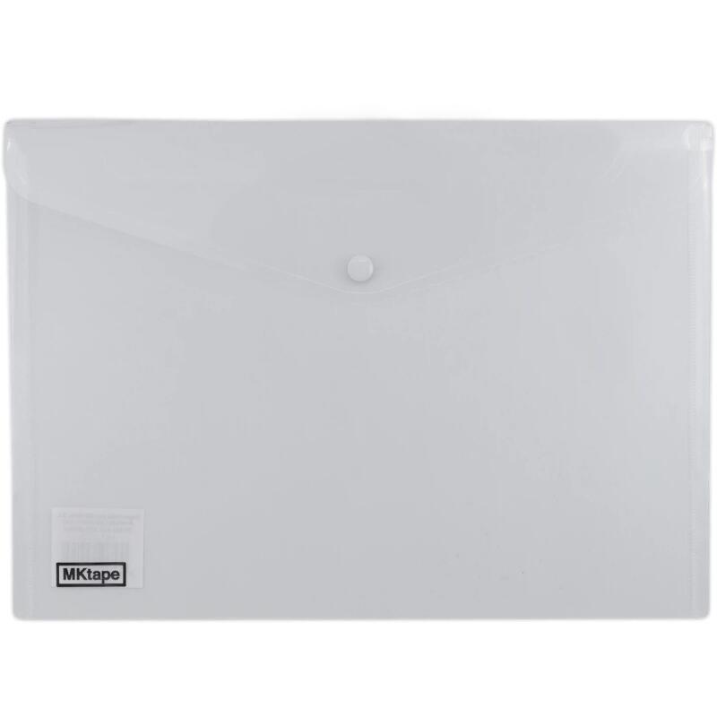 Mktape Pack De 2 Sobres Portadocumentos Con Broche - Plastico - Tamaño A4 - Transparente