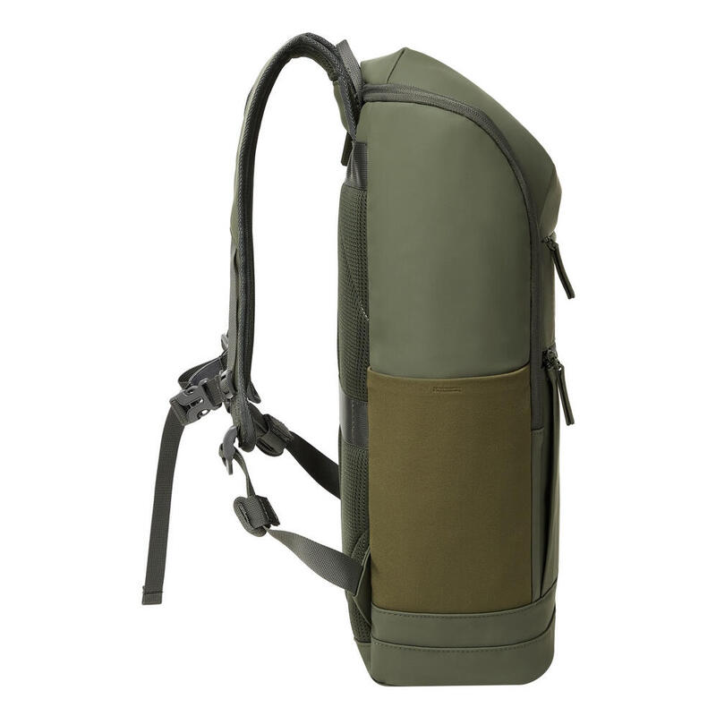 Mochila  Rivacase Eden  De Viaje Oliva Cuero Pu, Poliéster, Tereftalato De Polietileno Reciclado (Rpet)