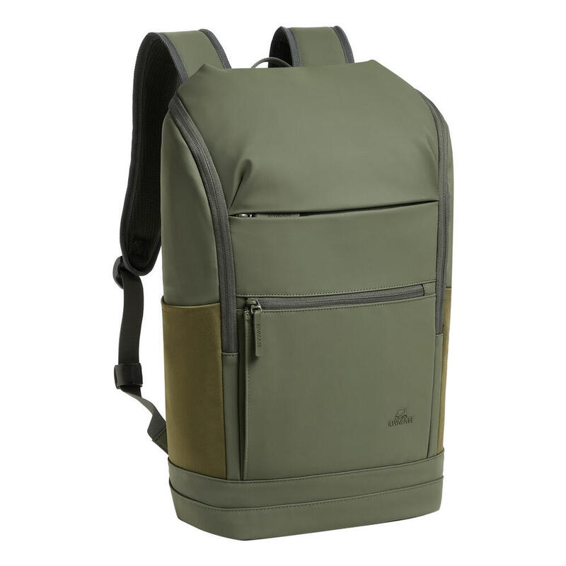 Mochila  Rivacase Eden  De Viaje Oliva Cuero Pu, Poliéster, Tereftalato De Polietileno Reciclado (Rpet)