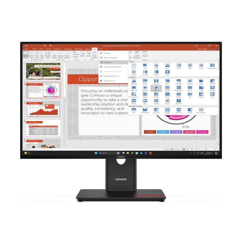 Monitor Lenovo Thinkvision T27-40 Led 27" 1920 X 1080 Pixeles Full Hd Negro