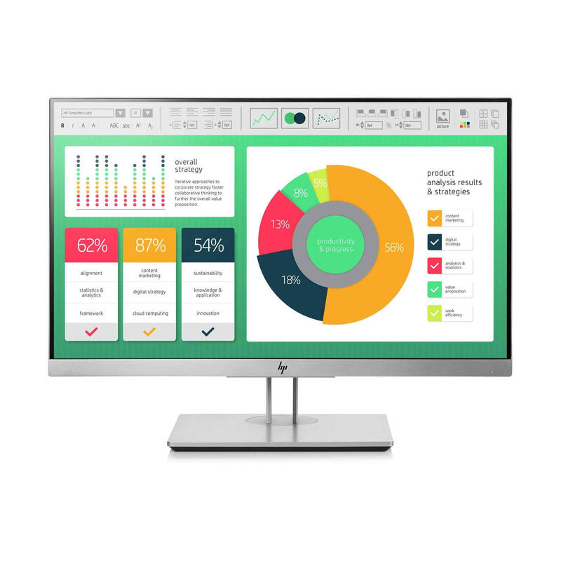 Monitor Reacondicionado Hp 21.5" Elitedisplay E223, Full Hd ,Hdmi, Vga, Displayport, 2 Usb, Plata, Negro 1 Año De Garantia