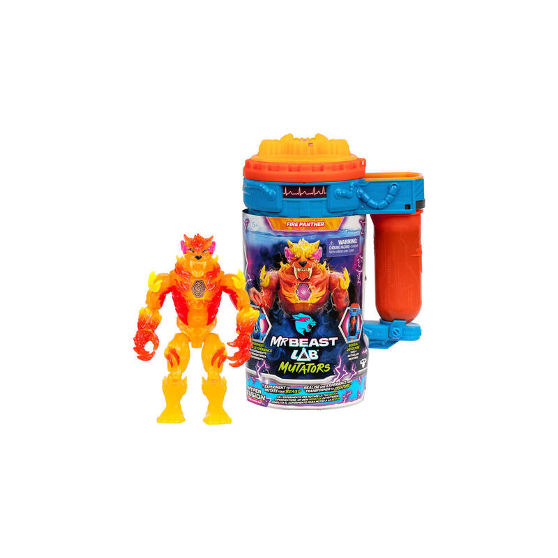 Moose Toys Mrbeast Lab Mutators S2 Mutation Chamber - Flame Panther, Figura De Juguete 25009