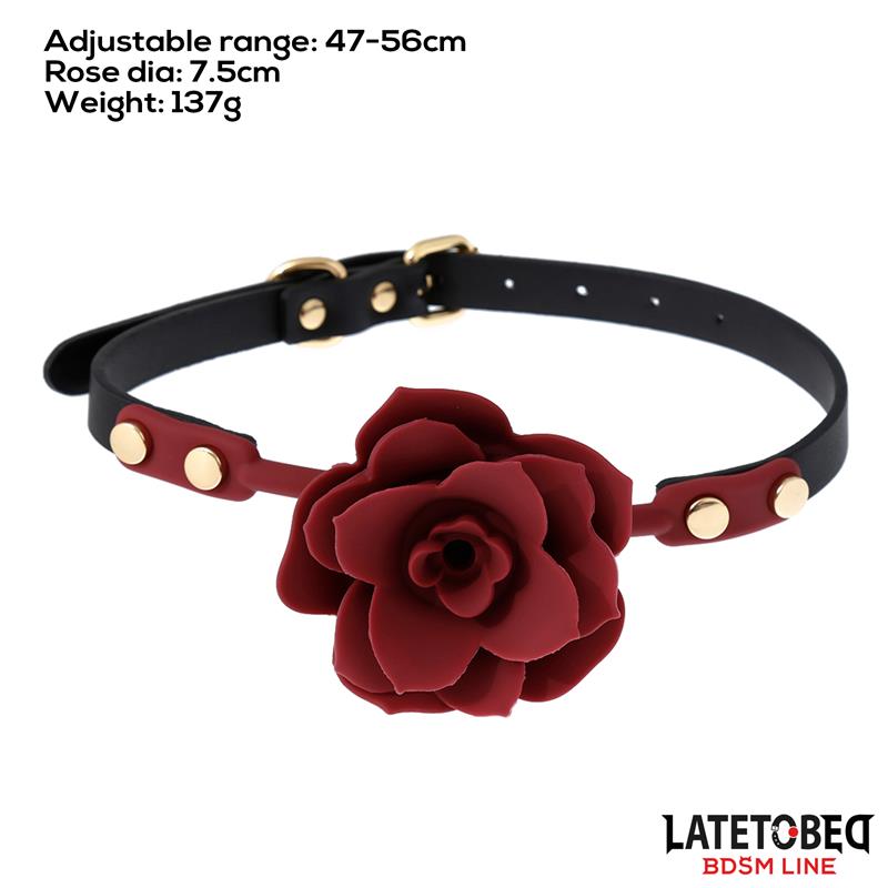 Mordaza Bola Silicona Transpitable Adorno Rosa Ajustable 47-56 Cm