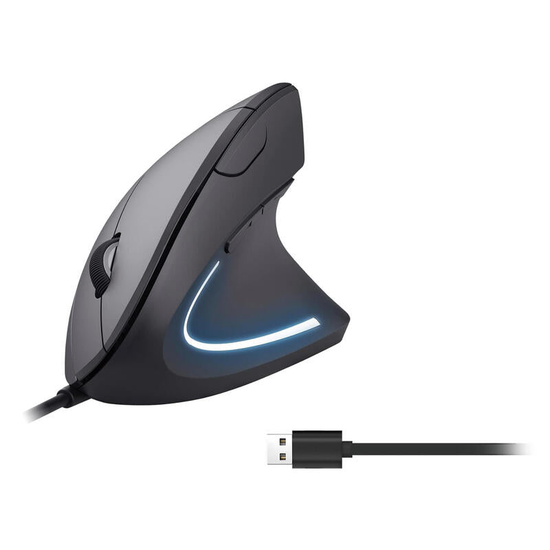 Mouse Vertical Equip Ergonomico  Usb 6 Botones 3200dpi  Color Negro