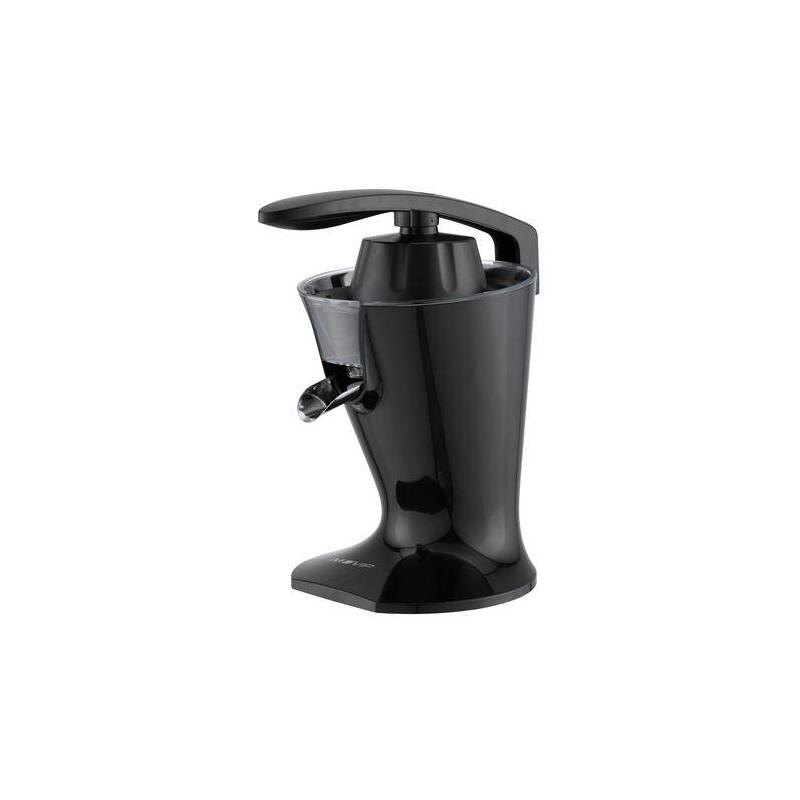 Muvip Black Design Exprimidor Electrico 160w - Comodo Mango Para Presionar - Filtro De Acero Inoxidable - Sistema Antigoteo - 2 Tamaños De Conos