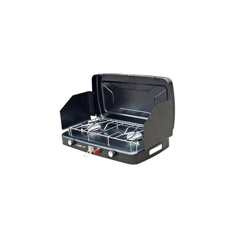 Muvip Cocina De Gas 2 Fuegos + Protectores Contra Viento - Protectores Contra El Viento - Base Antideslizante - Color