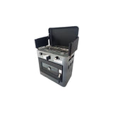 Muvip Cocina De Gas Con 2 Fuegos - Tapa Protectora - Horno De 15 Litros - Sistema De Seguridad - Pantalla Paraviento -