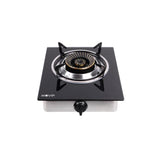 Muvip Cocina De Gas Inox 1 Fuego - Cristal Templado - Encendido Piezoelectrico - Quemador De Hierro Fundido Desmontable