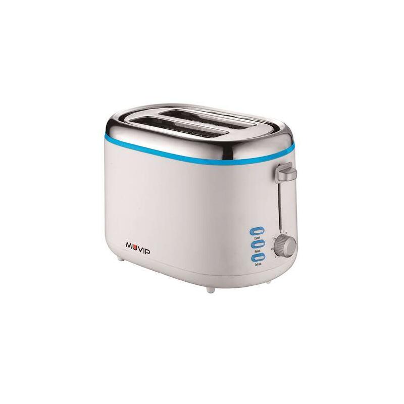 Muvip Design Tostadora De Pan 850w - Capacidad Para 2 Rebanadas - 7 Niveles De Tostado - Funcion Calentar, Descongelacion Y Recalentar - Parada Automatica Y Manual