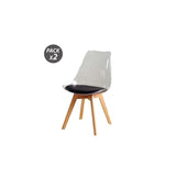 Muvip Pack 2 Sillas Design D1000 - Patas Macizas De Madera - Cojin Acolchado En La Base - Blanco/Negro