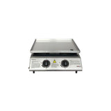 Muvip Plancha De Asar De Gas - 2 Quemadores - Panel De Control Y Plancha De Acero - Bandeja Recoge Grasas - Llama