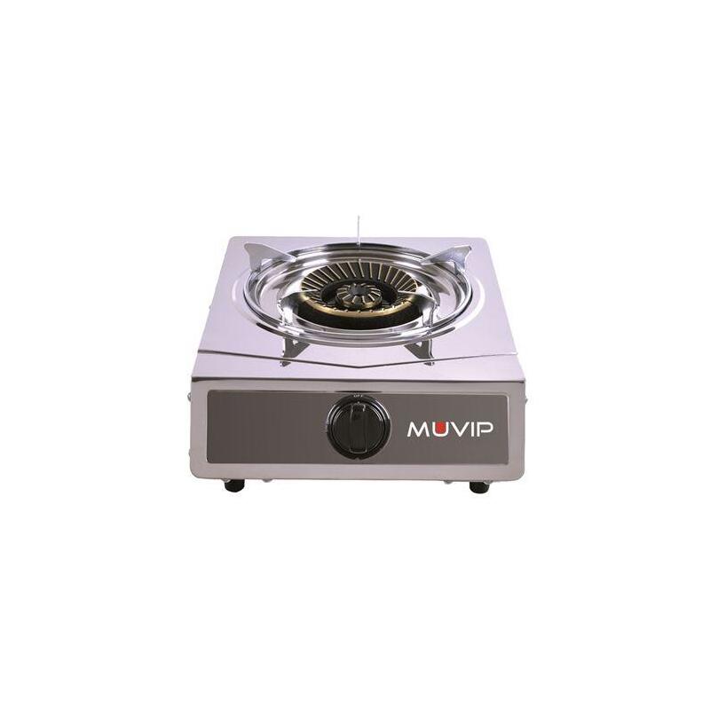 Muvip Serie Strong Cocina De Gas Inox 1 Fuego - Encendido Piezoelectrico - Quemador De Hierro Fundido Desmontable