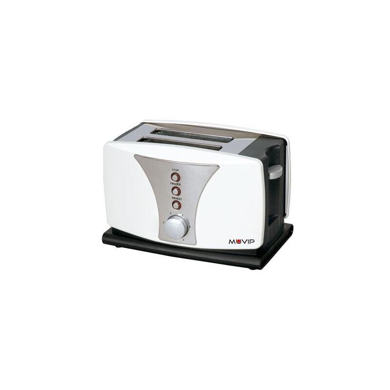 Muvip Top Design Tostadora De Pan 800w - Capacidad Para 2 Rebanadas - 6 Niveles De Tostado - Funcion Calentar, Descongelacion Y Recalentar - Parada Automatica Y Manual