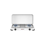 Muvip Vulcano Cocina De Gas Con 2 Fuegos - Tapa Protectora - Patas De Goma - Superficie Esmaltada - Quemador Extraible