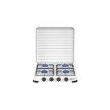 Muvip Vulcano Cocina De Gas Con 4 Fuegos - Tapa Protectora - Patas De Goma - Superficie Esmaltada - Quemador Extraible