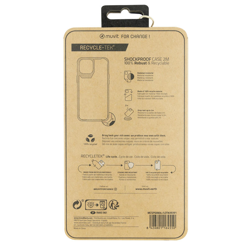 Muvit For Change Funda Apple Iphone 12 Shockproof 2m Transparente/Negra