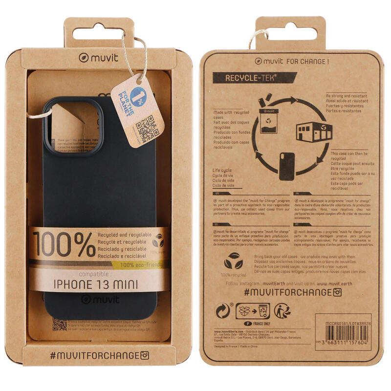 Muvit For Change Funda Apple Iphone 13 Mini Recicletek Negra