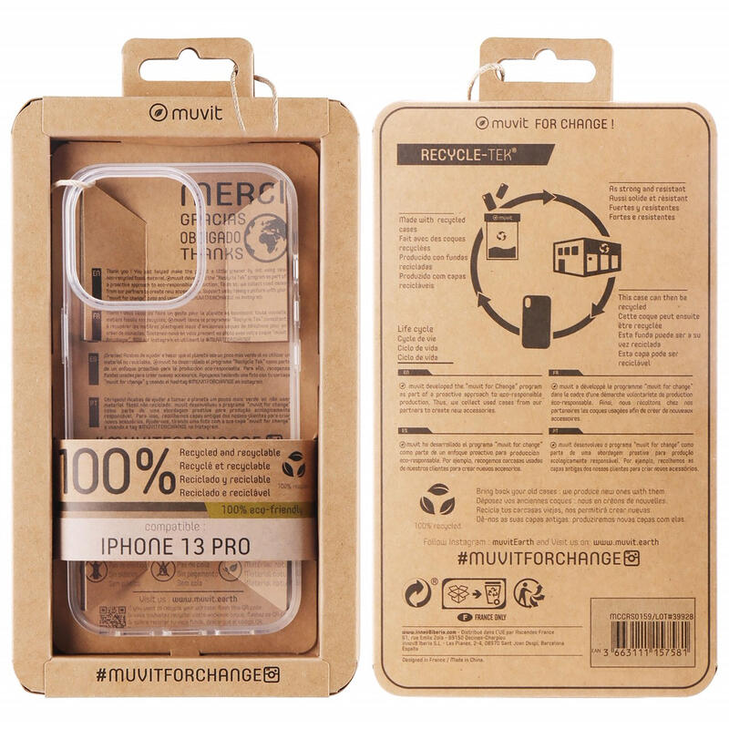Muvit For Change Funda Apple Iphone 13 Pro Recicletek Transparente
