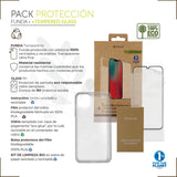 Muvit For Change Funda Compatible Con Apple Iphone 14 Pro Max + Protector De Pantalla Vidrio Templado Plano Marco Negro
