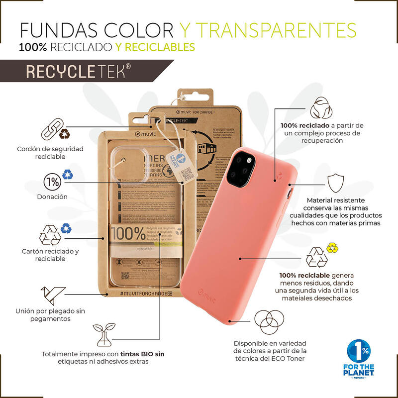 Muvit For Change Funda Recycletek Compatible Con Apple Iphone 14 Pro Max Transparente