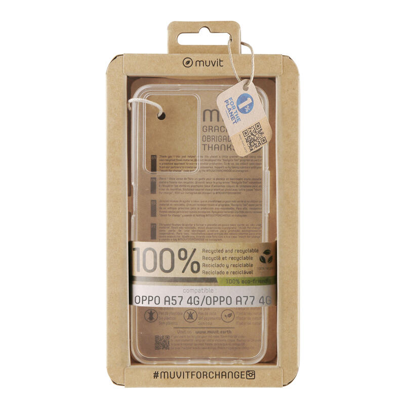 Muvit For Change Funda Recycletek Compatible Con Oppo A57s 4g/A57 4g/A77 4g/A57e 4g/A77s 4g Transparente