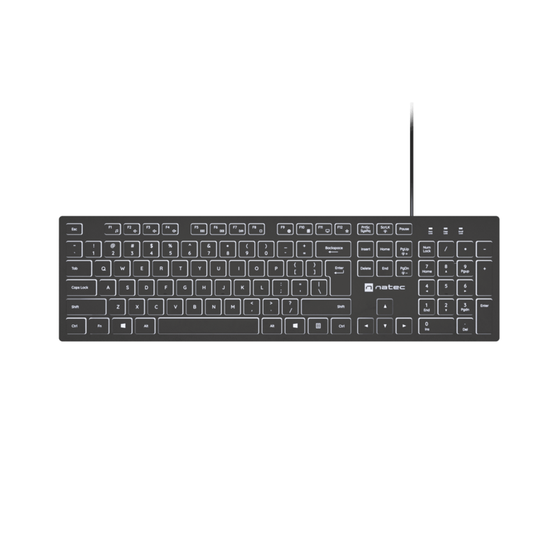 Natec Keyboard Herring Glow Us Blanco Backlight