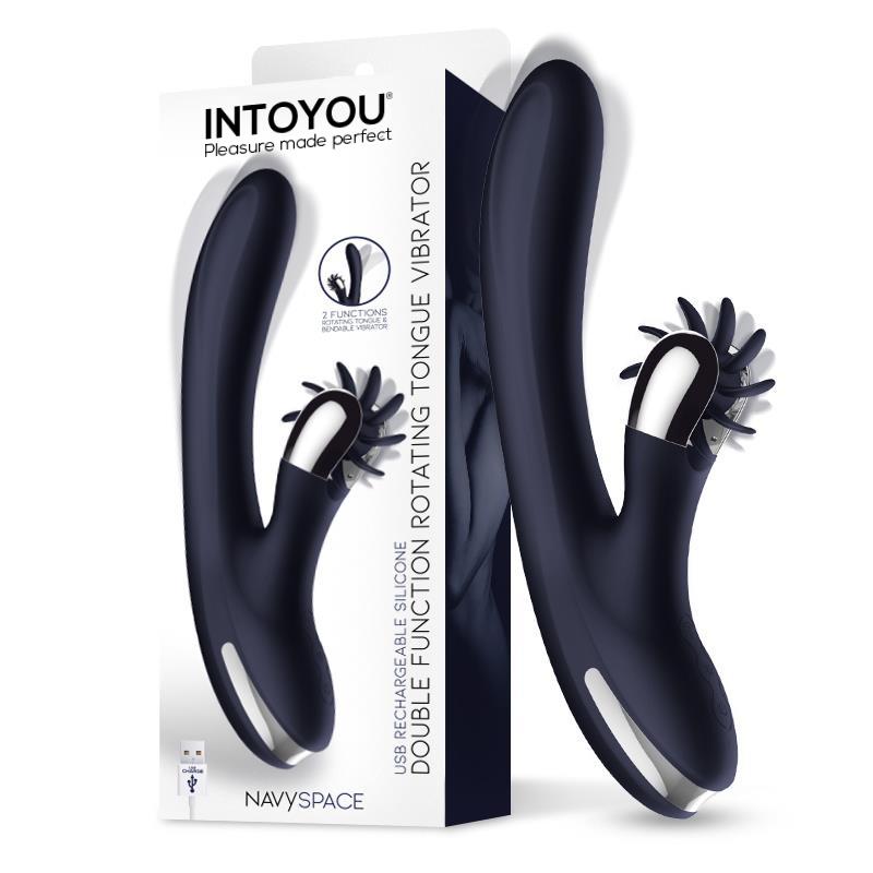 Navyspace Vibrador Con Lenguas Rotadoras Azul
