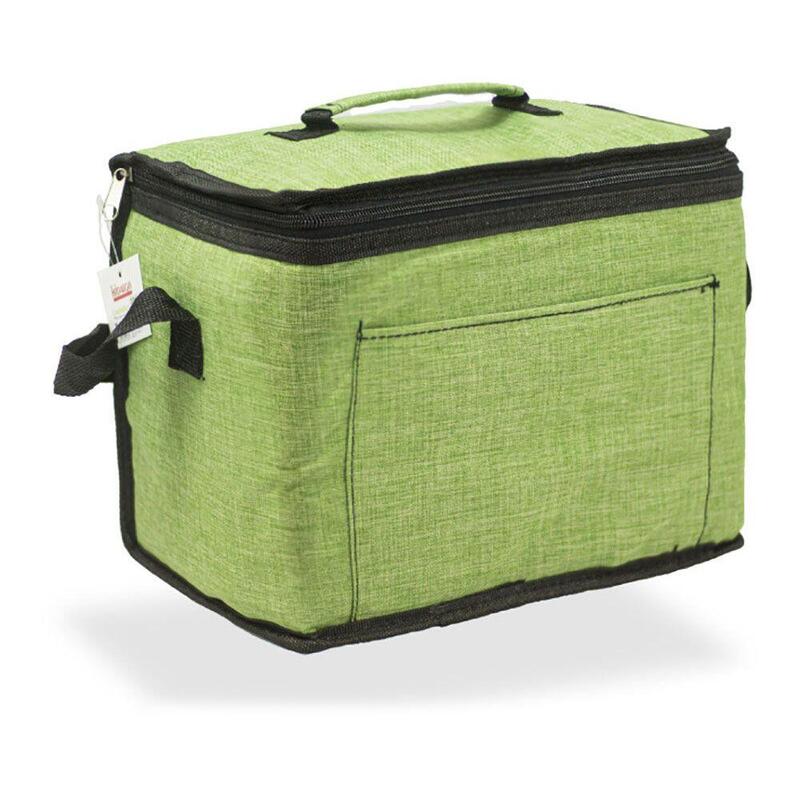 Nevera Tipo Bolsa 10 L Diseño Tejana Verde Con Ribete Y Asa Negra, 28 X 22 X 16 Cm