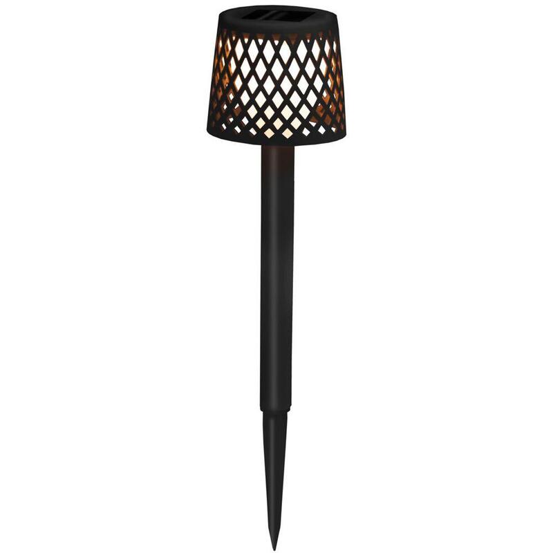 New Garden Gretita Luz Solar Con Estaca Para El Suelo, Paquete De 4, Color Negro