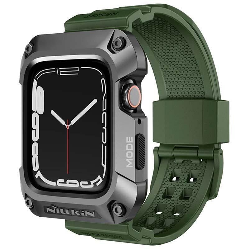 Nillkin Carcasa+Correa Dynaguard Apple Watch 44mm Gris+Verde - Compatible Con Apple Watch 4/5/6