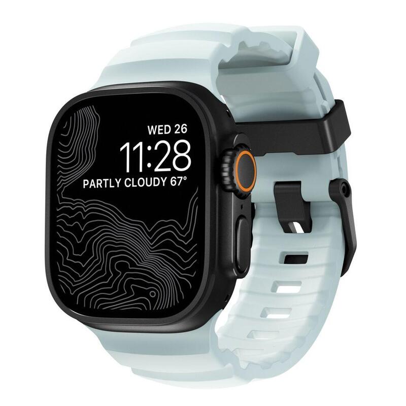 Nomad Rocky Point Band 46/49mm Icy Blue Glow Connector Black