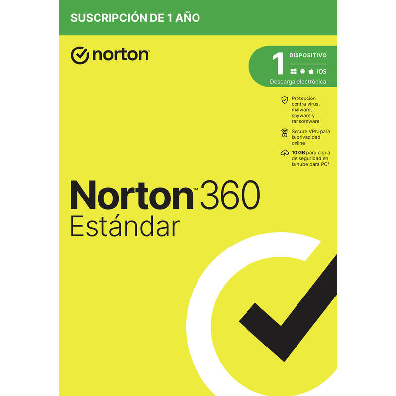 Norton 360 Standard 10gb Es 1 User 1 Device 12mo Box