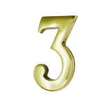 Numero 3 Laton Pulido 10cm Fijacion Invisible Edm