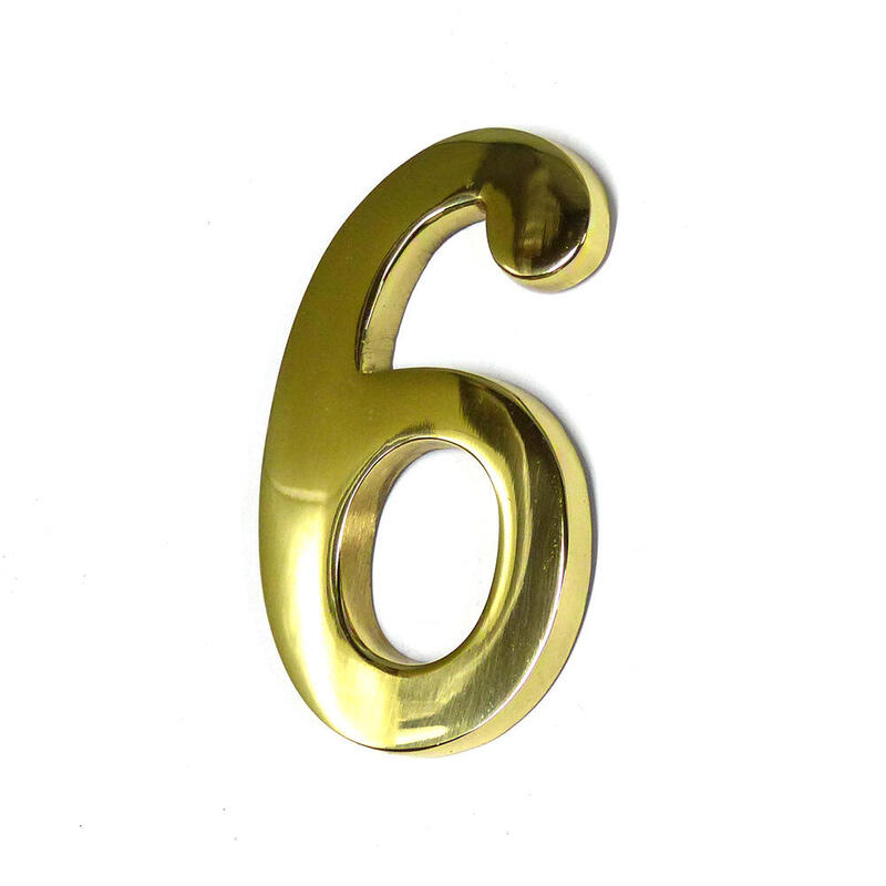 Numero 6 Laton Pulido 10cm Fijacion Invisible Edm