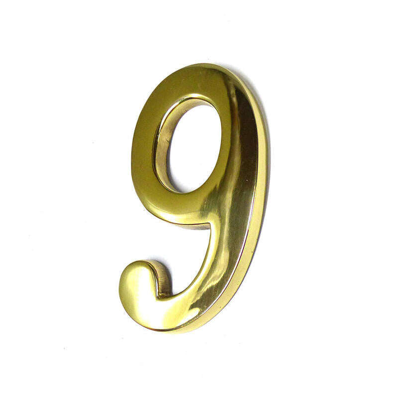 Numero 9 Laton Pulido 10cm Fijacion Invisible Edm