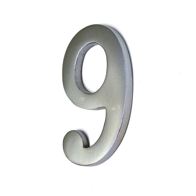 Numero 9 Niquel Mate 10cm Fijacion Invisible Edm