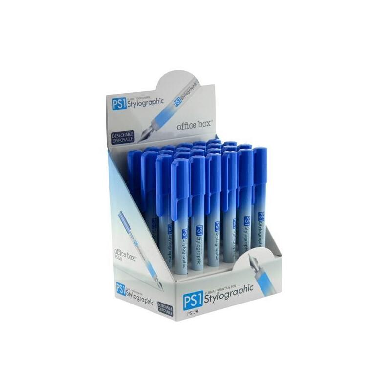 Office Box Pluma Estilográfica Ps1 Desechable Tinta Azul Expositor 24 Ud
