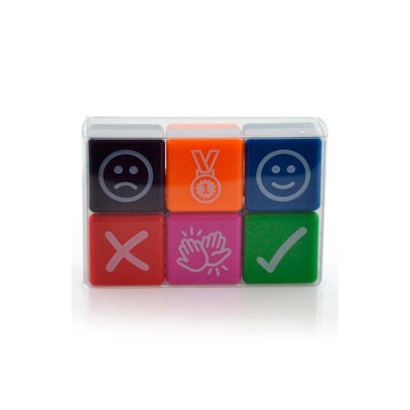 Office Box Sellos De Motivación Icons 2,5x2,5cm Colores Surtidos Pack 6 Ud
